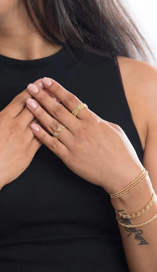 Gold Beads Spiral Ring