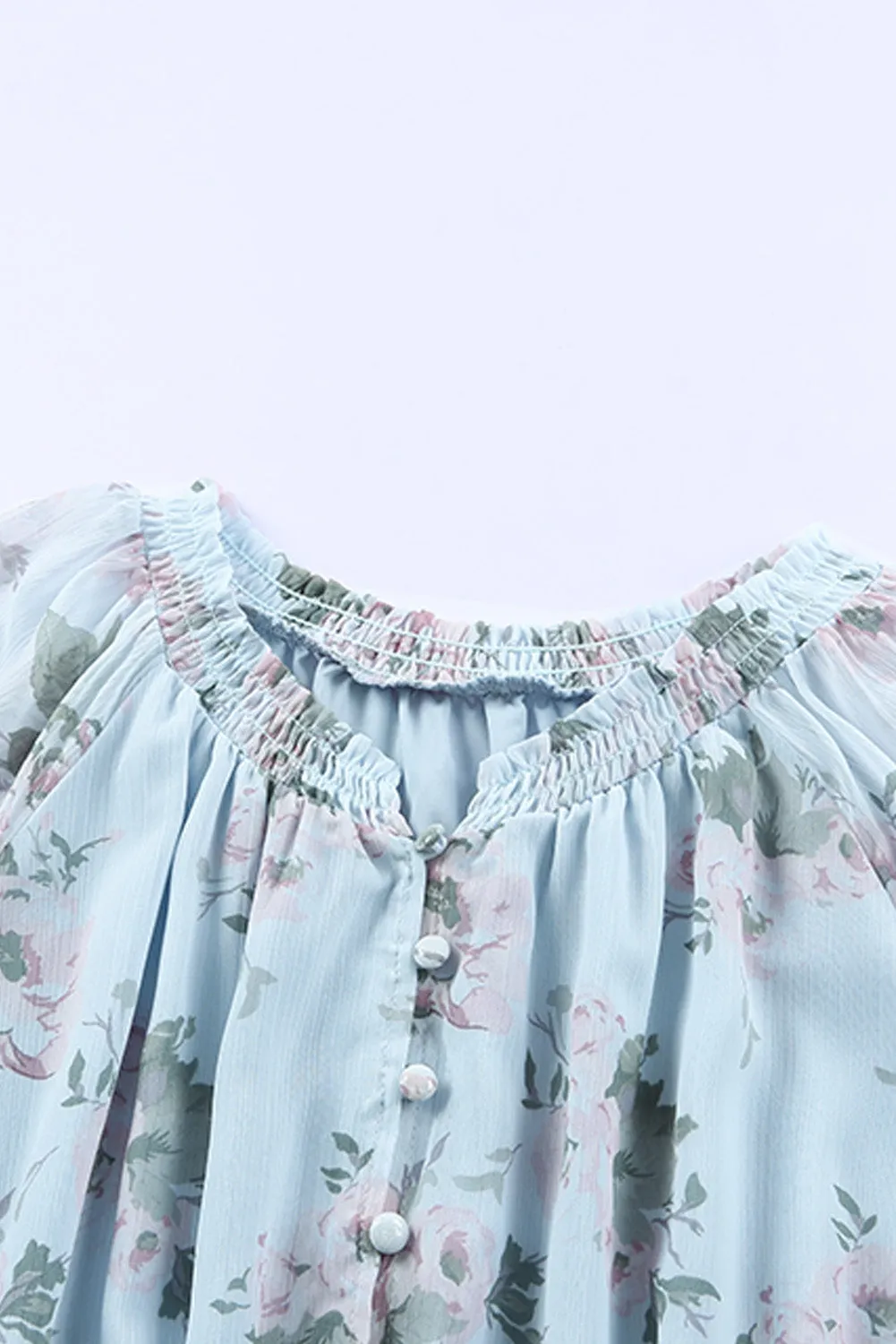 Green Floral Print Tiered Ruffled Shirred High Waist Mini Dress