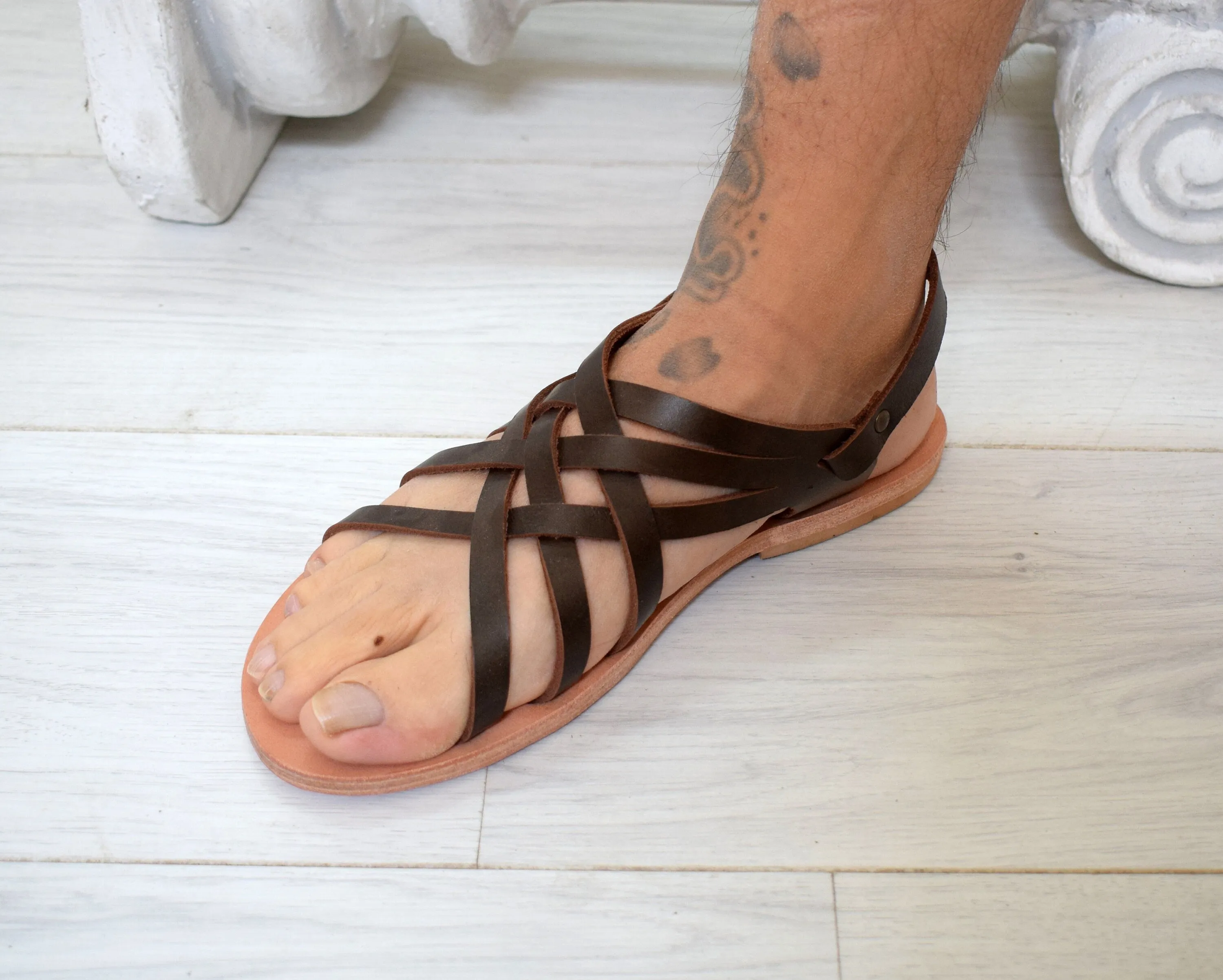 Handmade mens huarache leather sandals