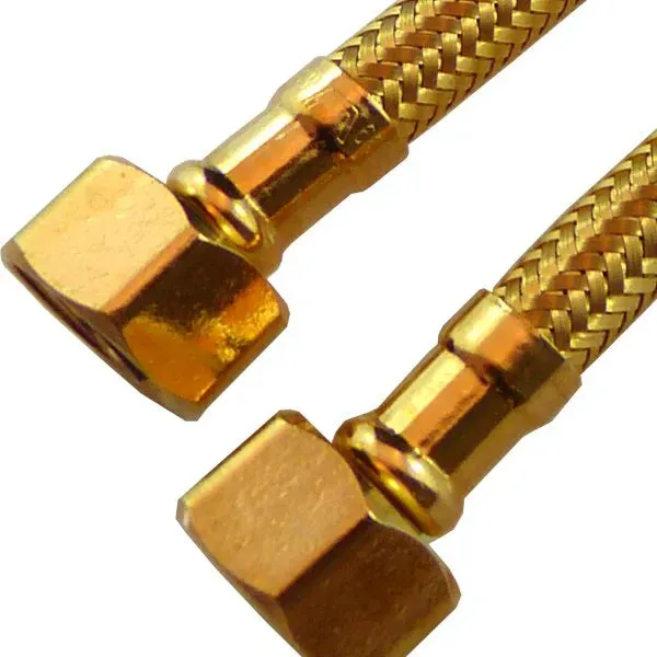 Haron B4F20G 20″ (500mm) GOLD 1/2″F x 1/2″F Stainless Steel Braided Hose