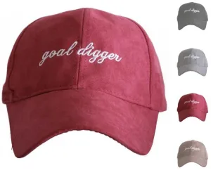 Hats { Goal digger } Embroidered caps. Unisex. Ultra suede. Red, black, brown, gray.