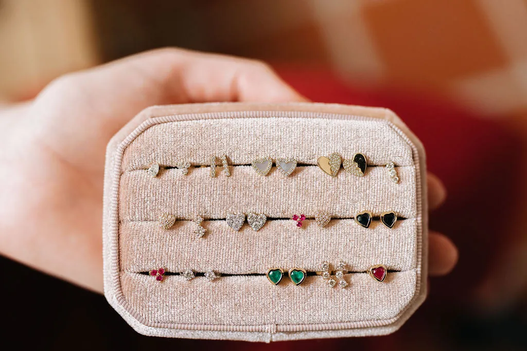 Heart Mother of Pearl & Diamond Studs