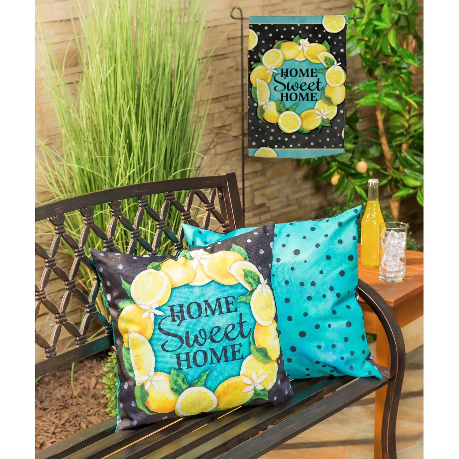 Home Sweet Home Lemon Wreath Garden Suede Flag,14s9871