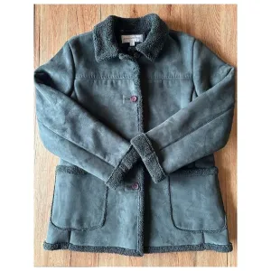 Jones New York Vtg Green Faux Suede Coat Size Medium