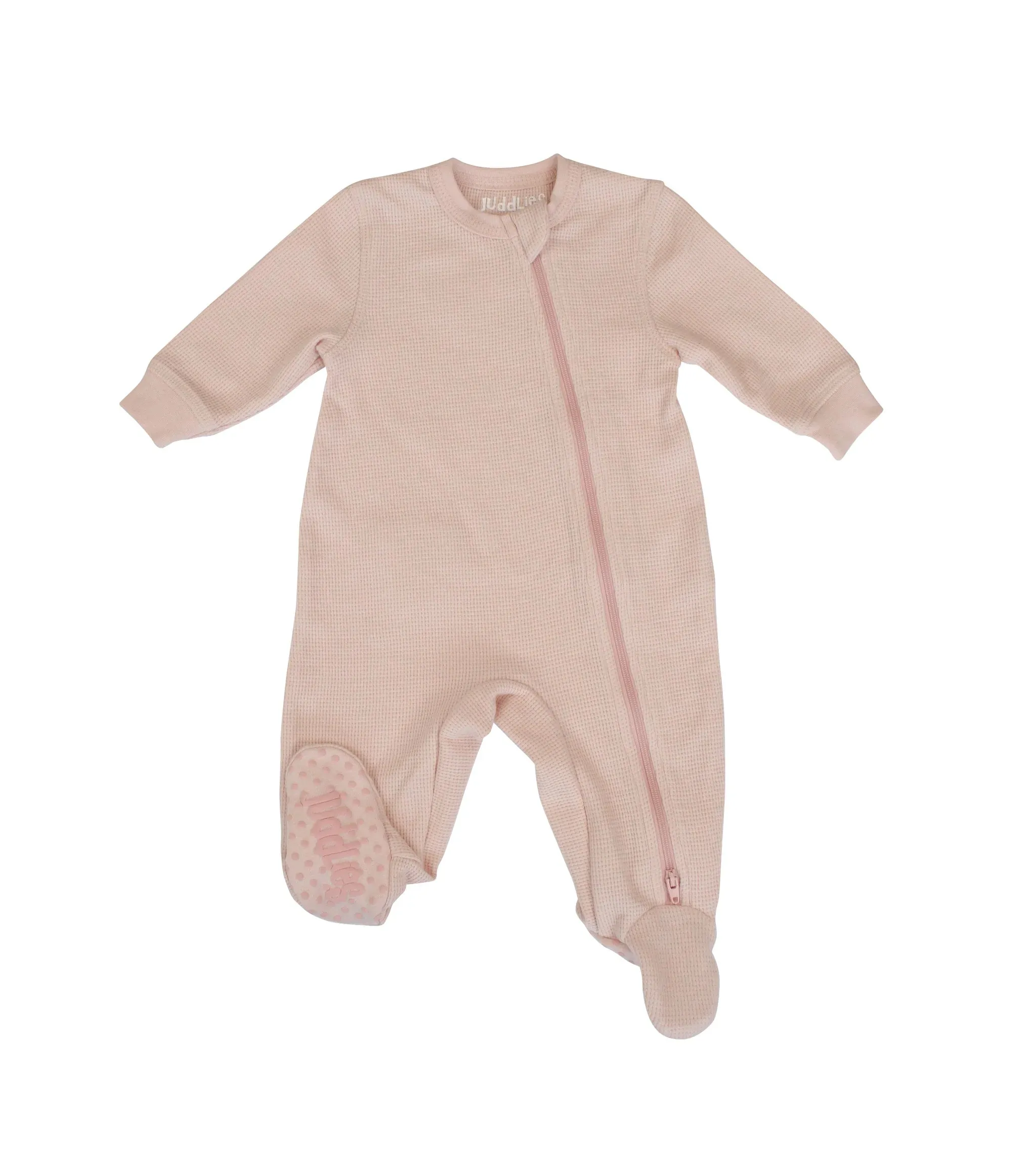 Juddlies - Mini Waffle Collection - Footed Sleeper - Pink Clay
