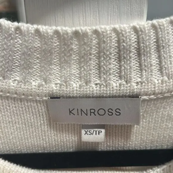 KINROSS Cream Fringe Open Weave Summer Lightweight 100% Cotton Sweater, Size XS