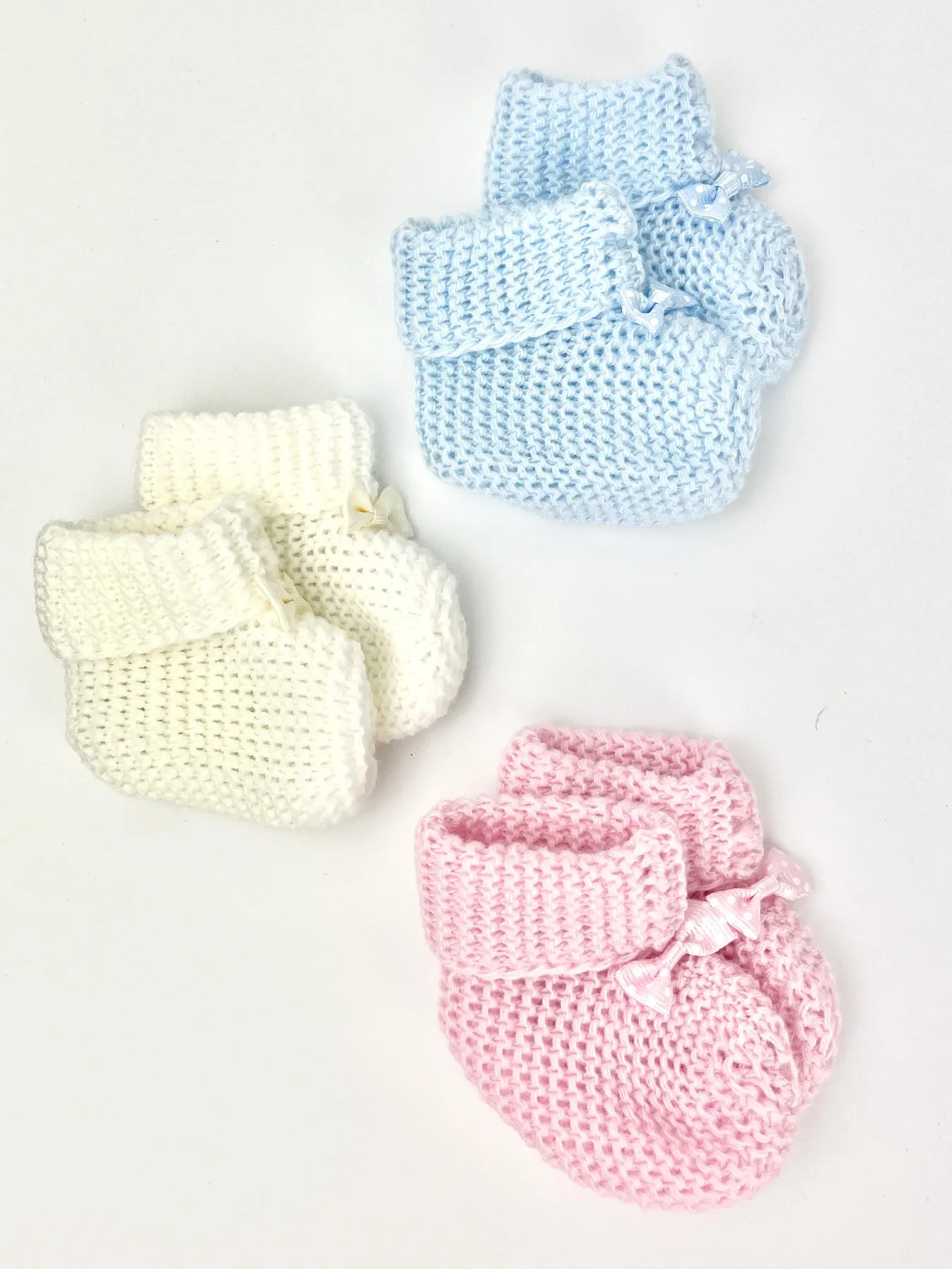 Knitted Baby Booties - 3 Colours