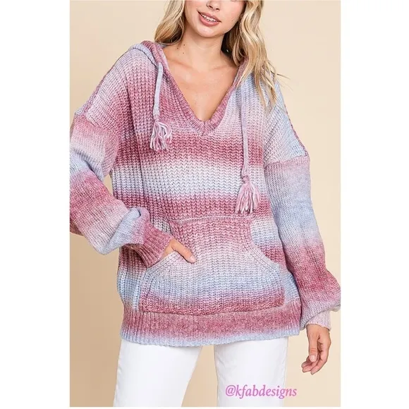LAST 1! Ombré Puff Sleeve Cozy Oversized Hoodie Sweater!