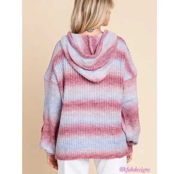 LAST 1! Ombré Puff Sleeve Cozy Oversized Hoodie Sweater!