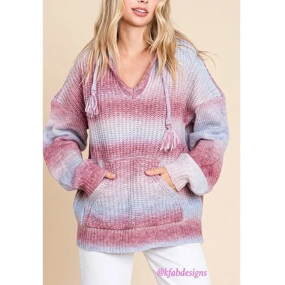 LAST 1! Ombré Puff Sleeve Cozy Oversized Hoodie Sweater!