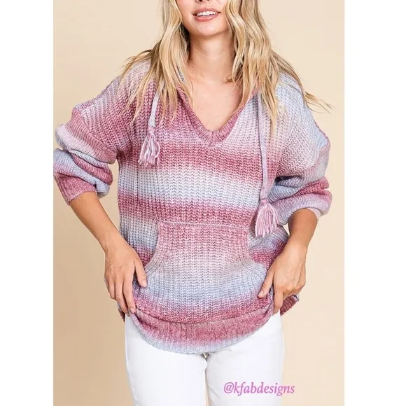 LAST 1! Ombré Puff Sleeve Cozy Oversized Hoodie Sweater!