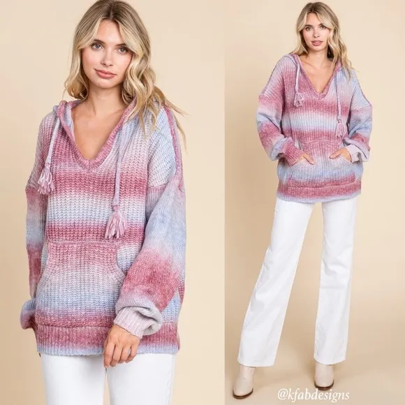 LAST 1! Ombré Puff Sleeve Cozy Oversized Hoodie Sweater!
