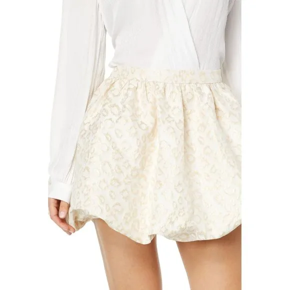 Lilly Pulitzer Sz 0 Gold Leah Animal Print Dazzle Short Bubble Skirt NWT