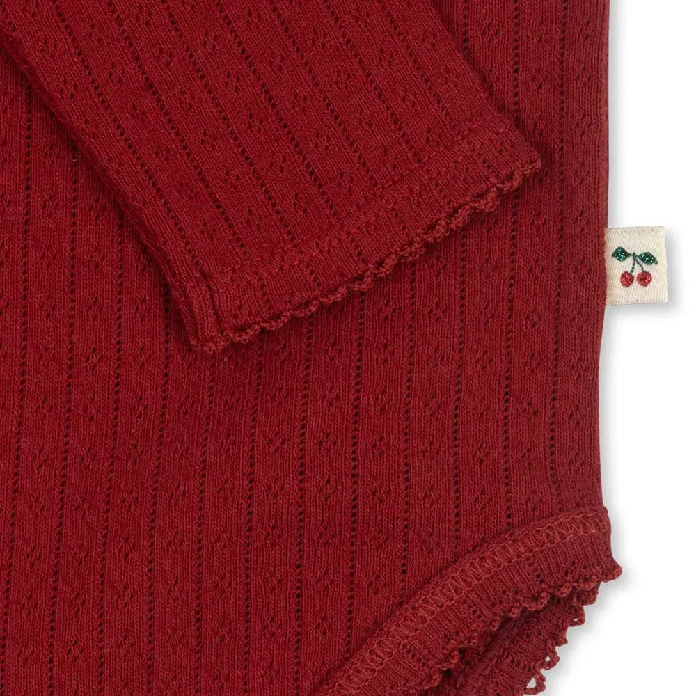 Minnie Cotton Pointelle Baby Bodysuit (Red Dahlia)