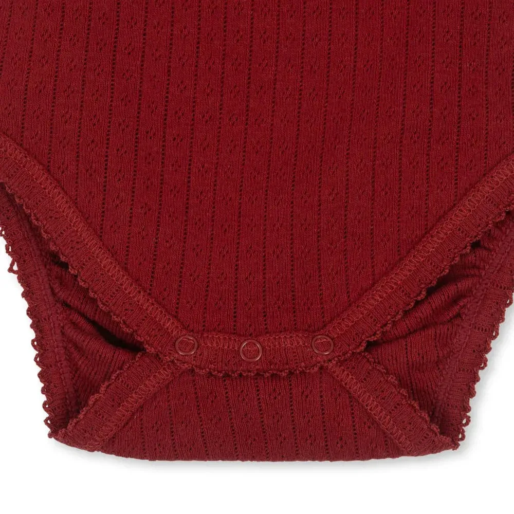 Minnie Cotton Pointelle Baby Bodysuit (Red Dahlia)
