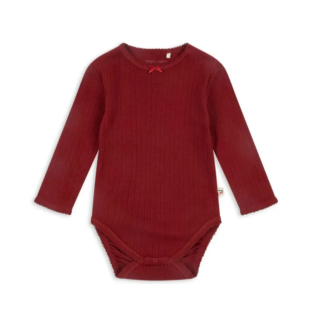 Minnie Cotton Pointelle Baby Bodysuit (Red Dahlia)