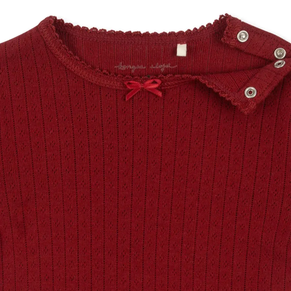 Minnie Cotton Pointelle Baby Bodysuit (Red Dahlia)