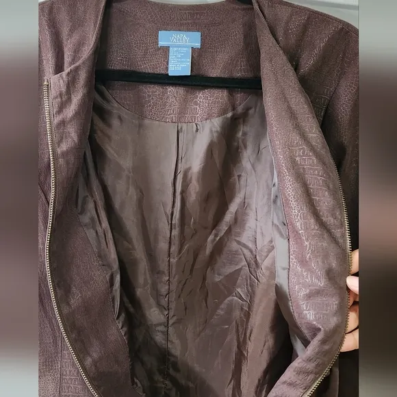 Napa Valley brown snake print suede like women's jacket size 16