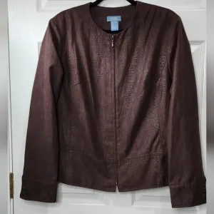 Napa Valley brown snake print suede like women's jacket size 16