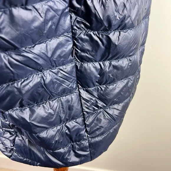 Navy Blue Lightweight Down Puffer Vest Quilted Sleeveless Full Zip Fits Medium