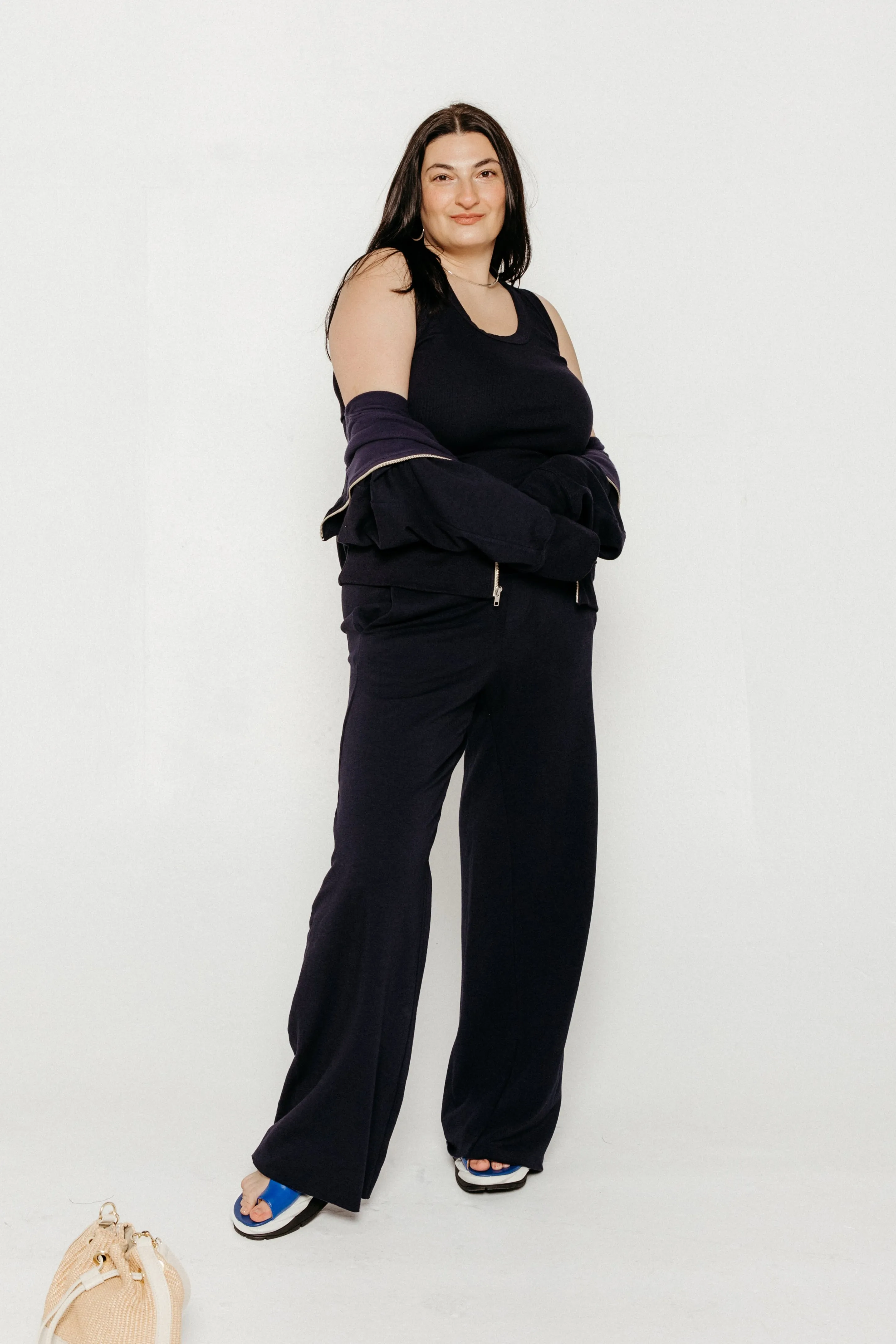Navy Ruched Long Tank