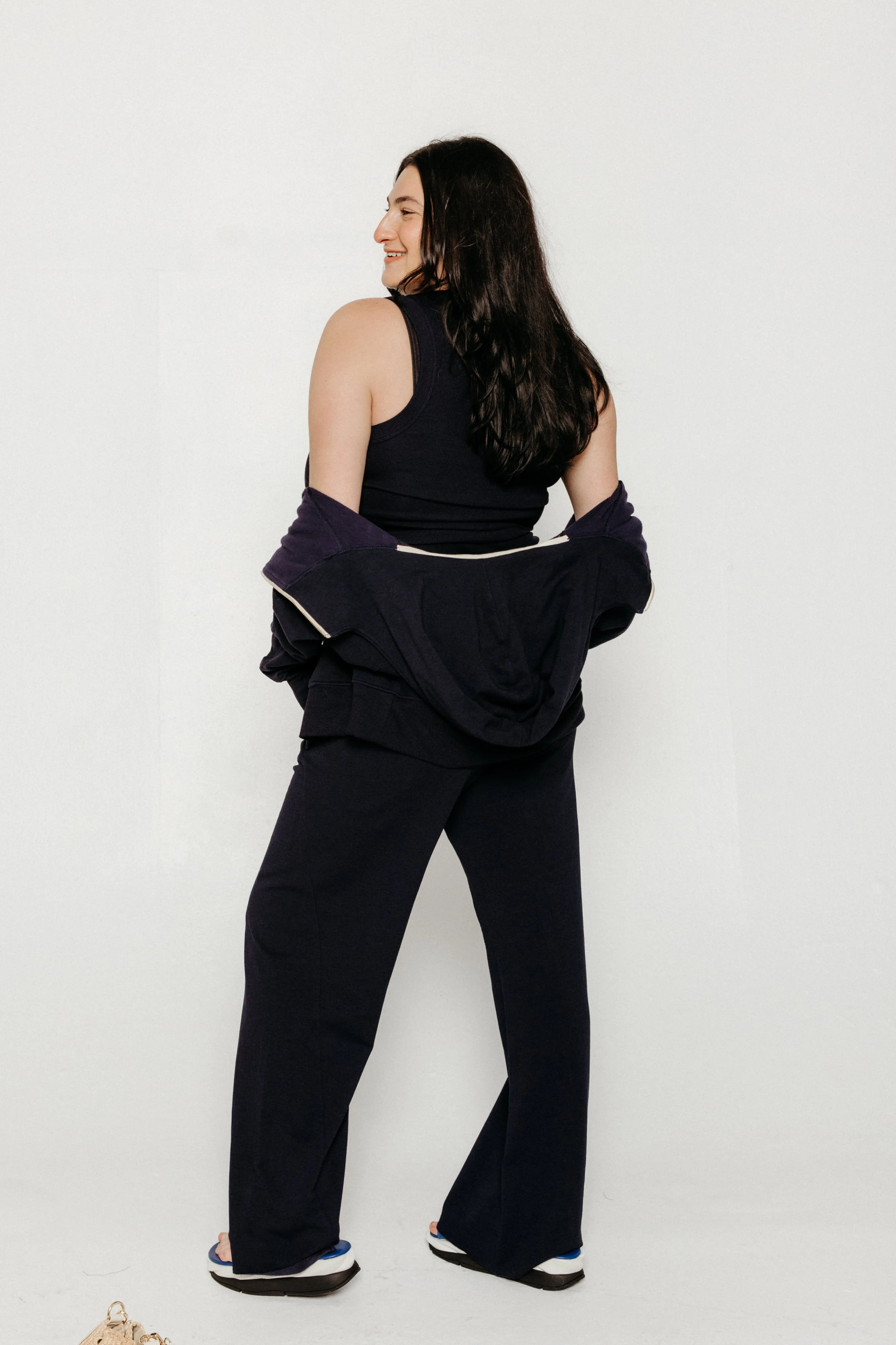 Navy Ruched Long Tank