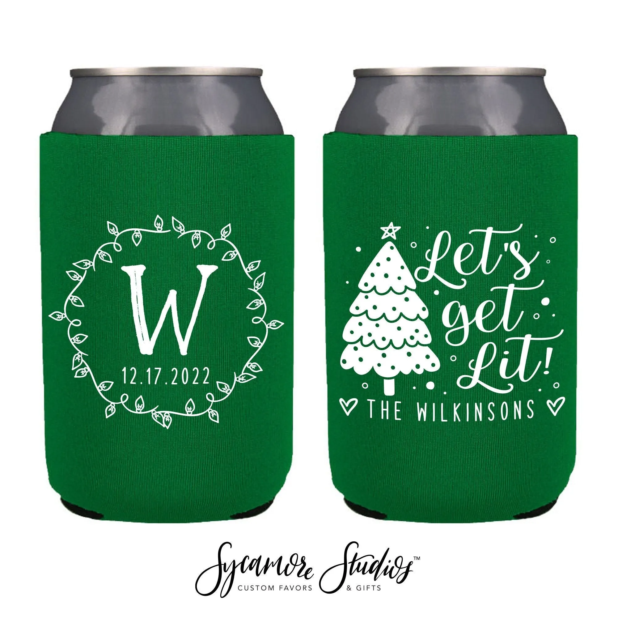 Neoprene Wedding Can Cooler #197N - Let's Get Lit
