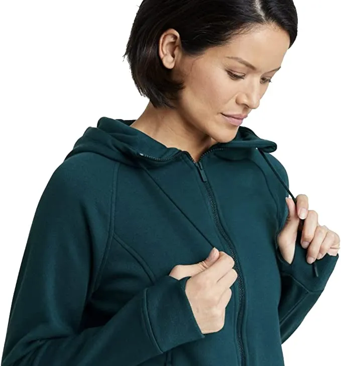 New Women's Fleece Full Zip Hooded Sweatshirt - All in Motion XXL NWT  NAVY TEAL Sz XXL