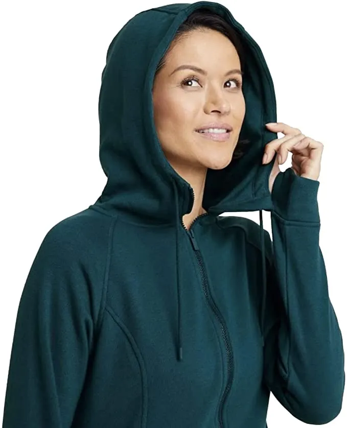 New Women's Fleece Full Zip Hooded Sweatshirt - All in Motion XXL NWT  NAVY TEAL Sz XXL