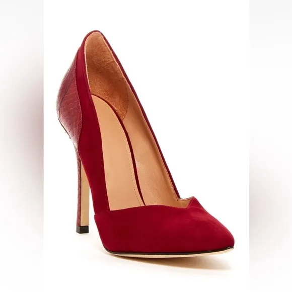 NWOB Sigerson Morrison Red Suede Snakeskin 'Marjorie' Pump, Size 6