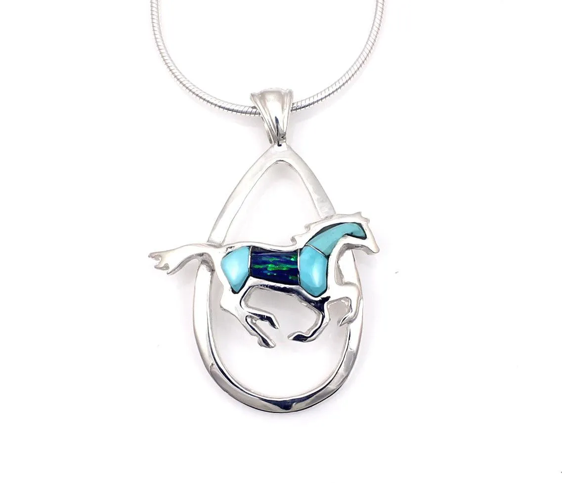 Oval Running Horse Pendant