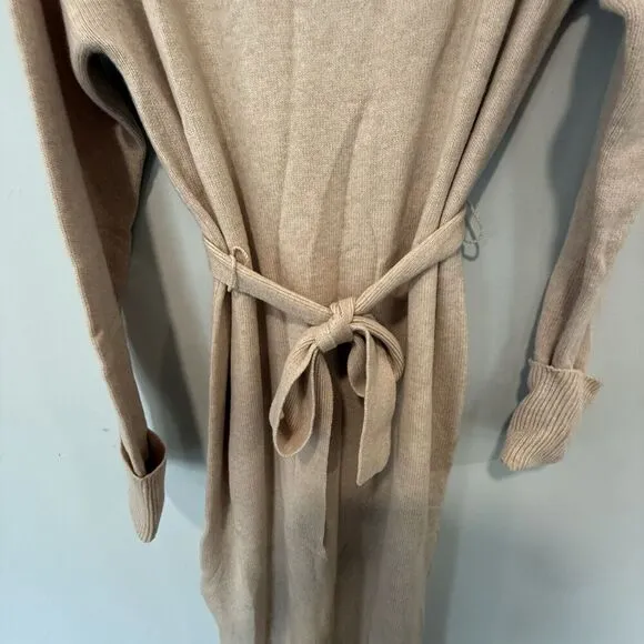 PAIGE Raundi Cutout Turtleneck Midi Wool Blend Dress In Camel Size Large 1603