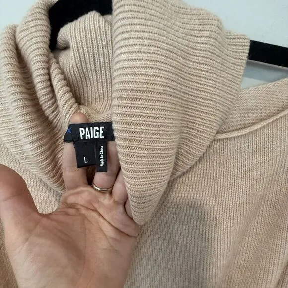 PAIGE Raundi Cutout Turtleneck Midi Wool Blend Dress In Camel Size Large 1603