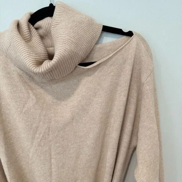 PAIGE Raundi Cutout Turtleneck Midi Wool Blend Dress In Camel Size Large 1603