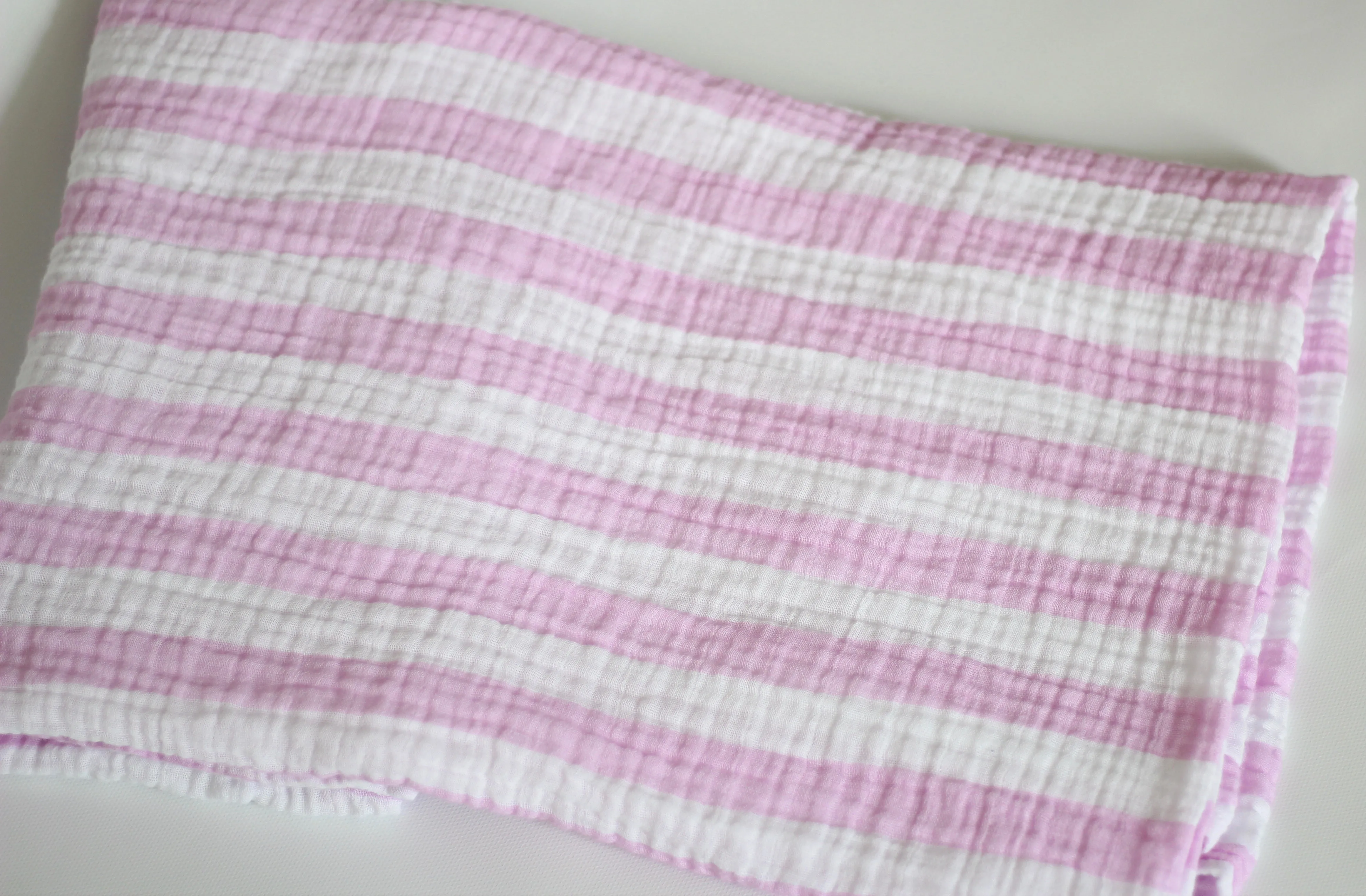 Pink Striped Muslin Blanket
