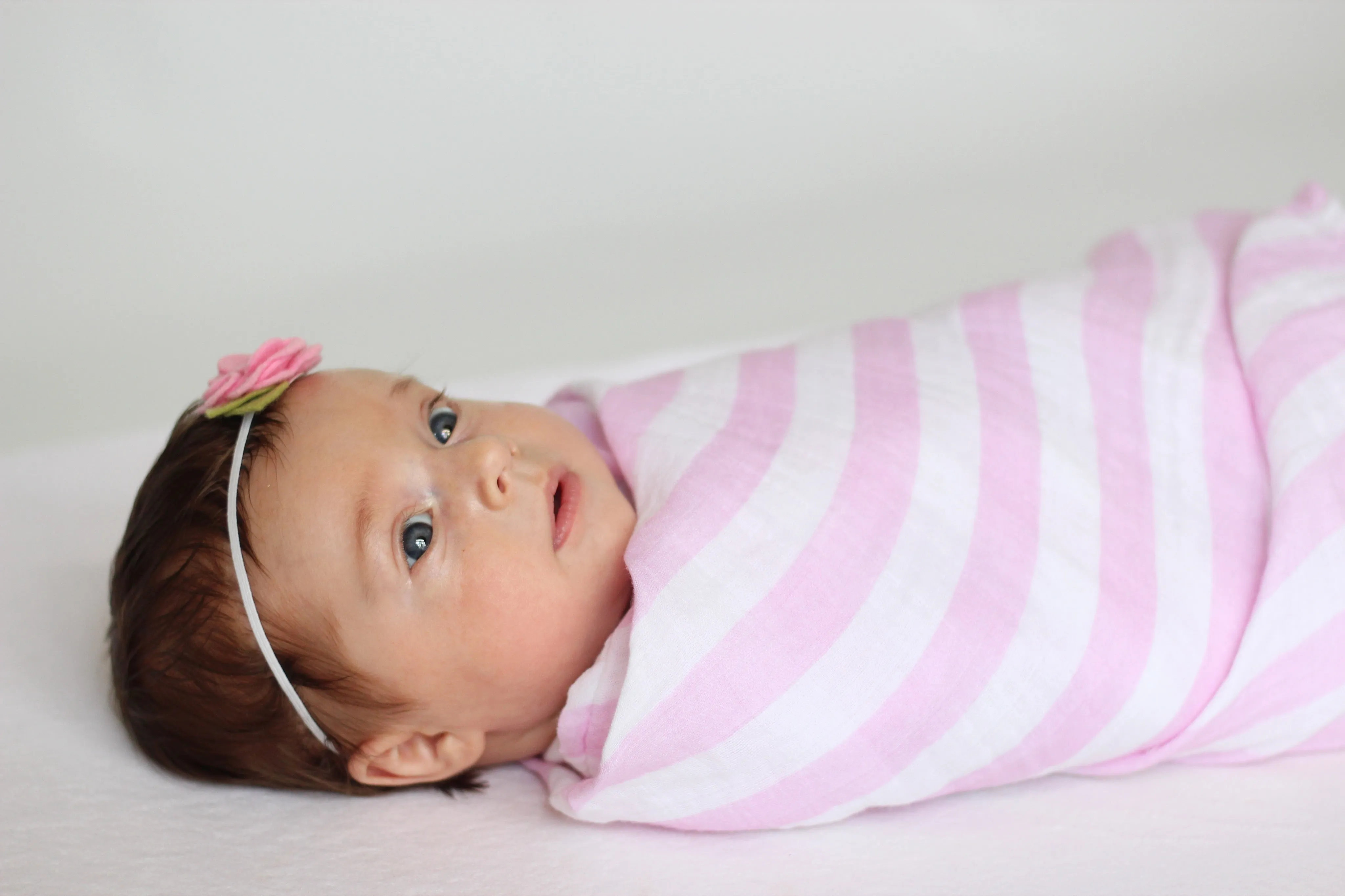 Pink Striped Muslin Blanket