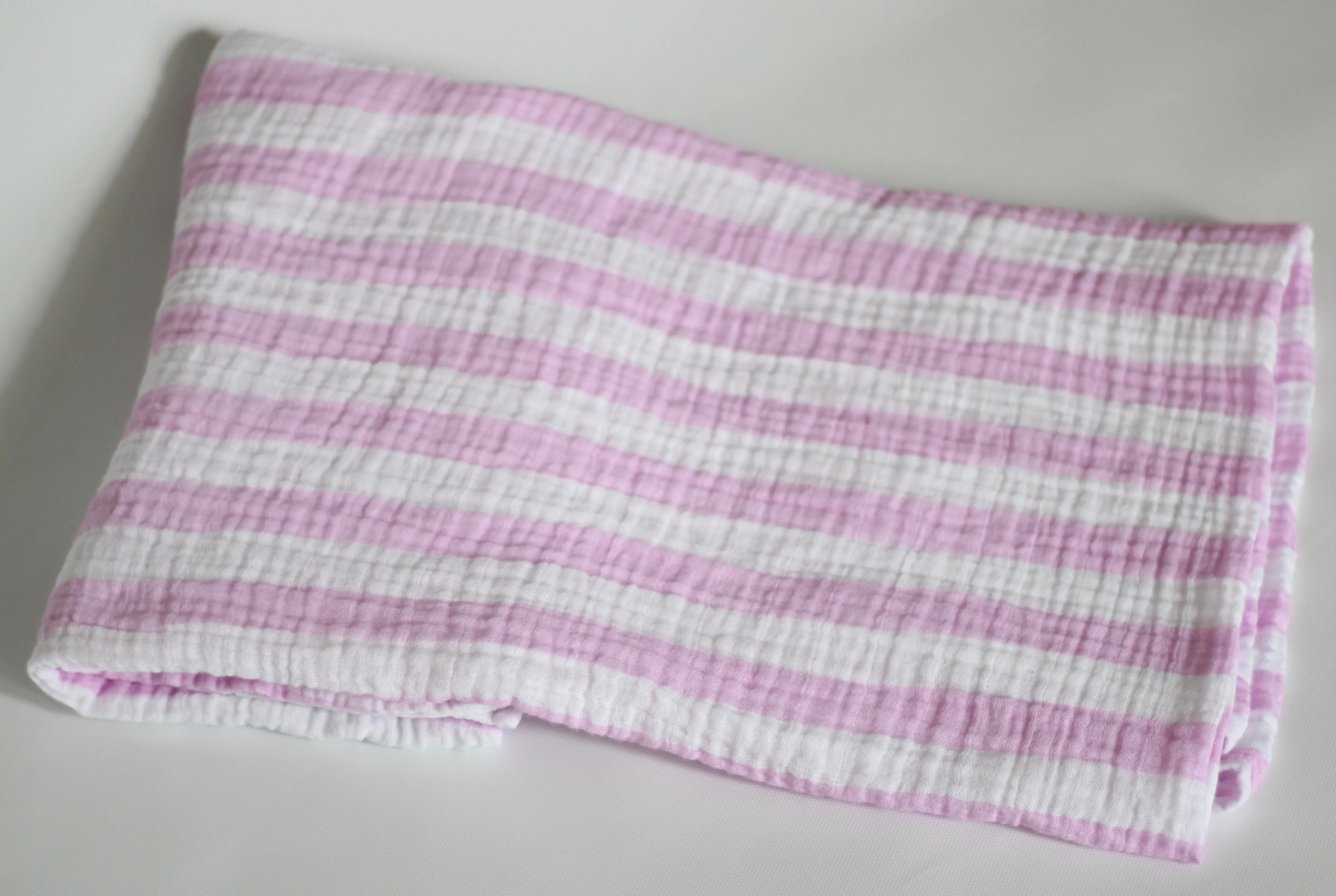 Pink Striped Muslin Blanket