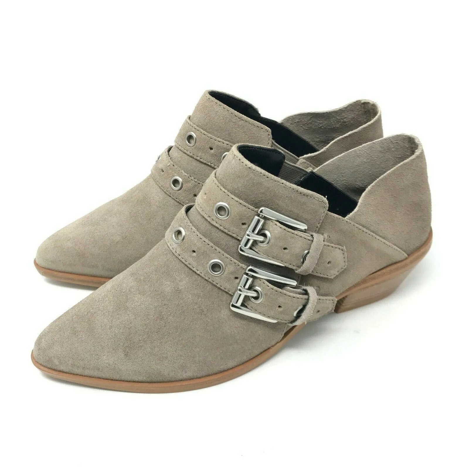 REBECCA MINKOFF Women's Sand Oiled Suede Austen Buckle Booties Sz 9 NIB