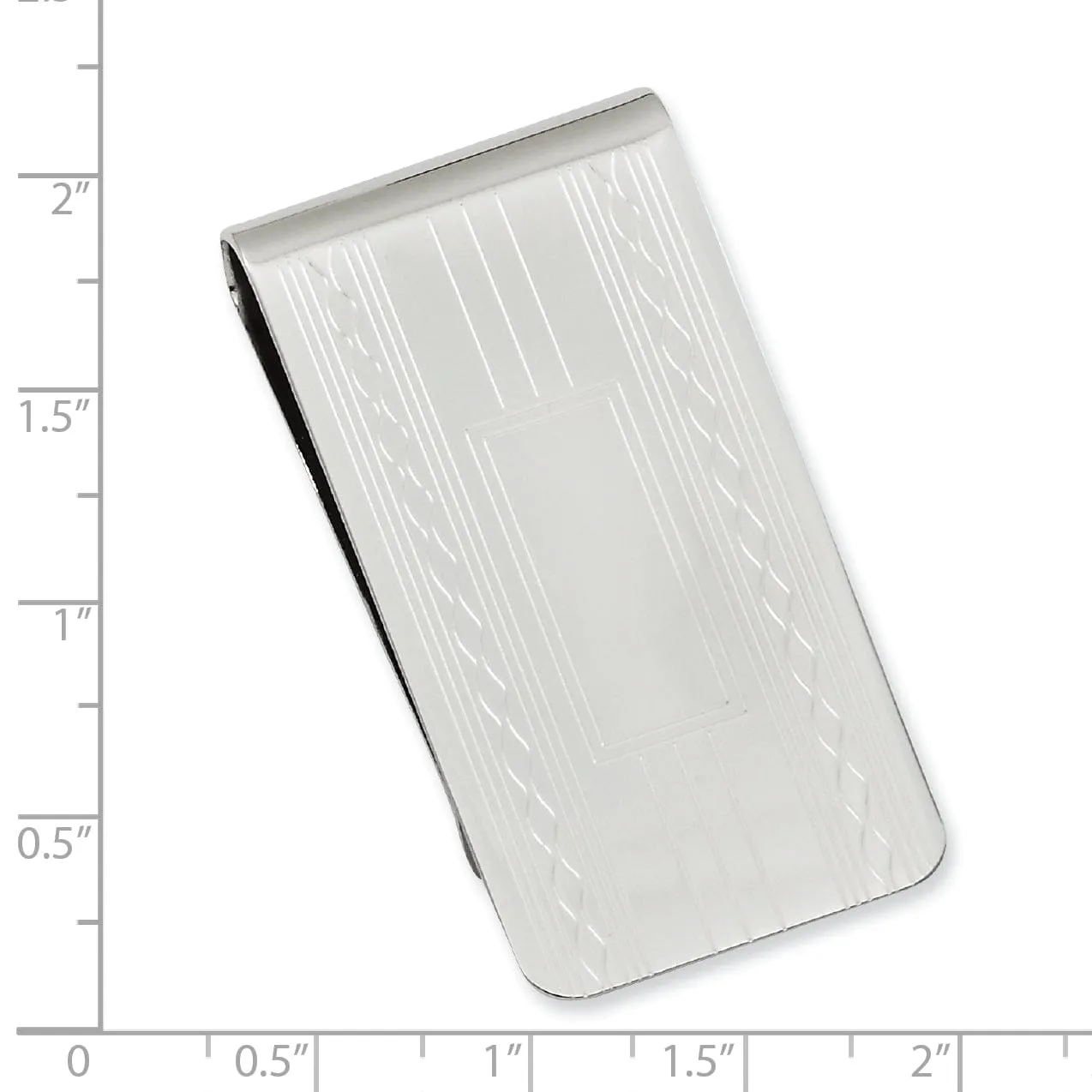 Rhodium Plated Patterned Edge Money Clip