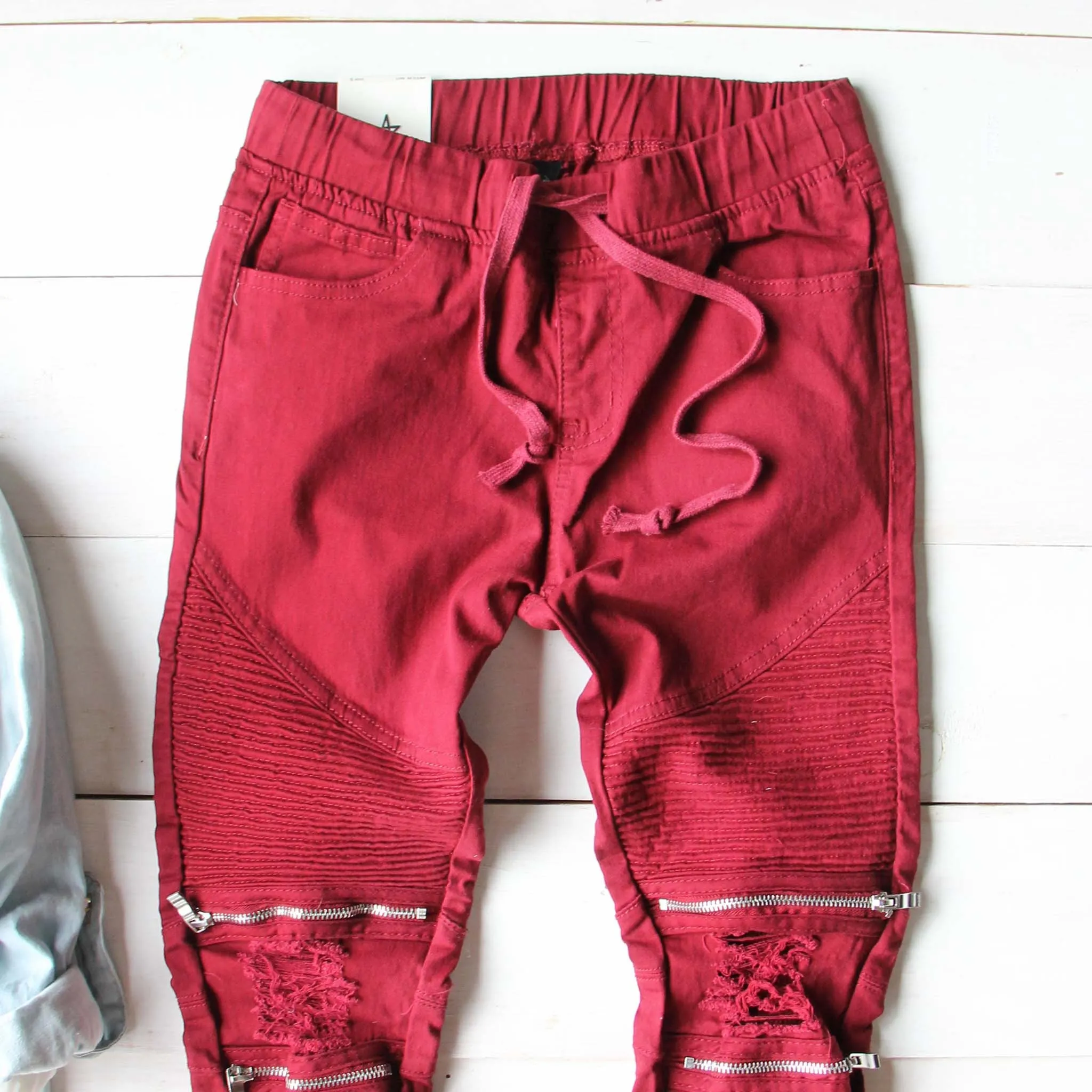 Sage Hills Moto Pants In Burgundy