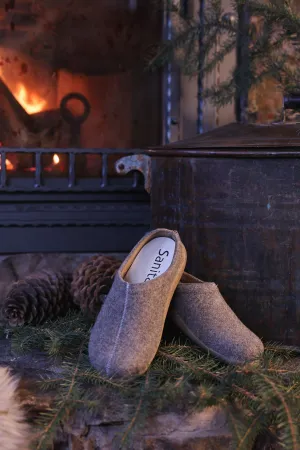 Sanita Lodge Slide Unisex Slipper in Stone