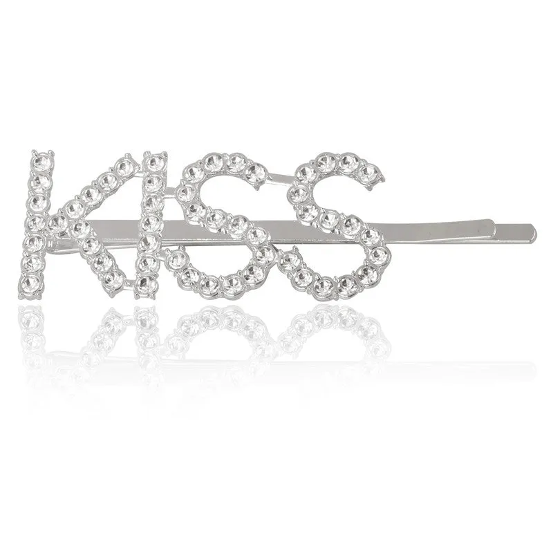 Silver Kiss Word Hairclip