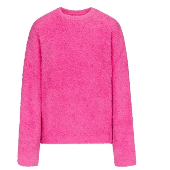 Skims Cozy Pink Crew Neck Pullover Jumper Sweater SZ MED