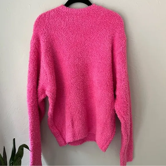 Skims Cozy Pink Crew Neck Pullover Jumper Sweater SZ MED