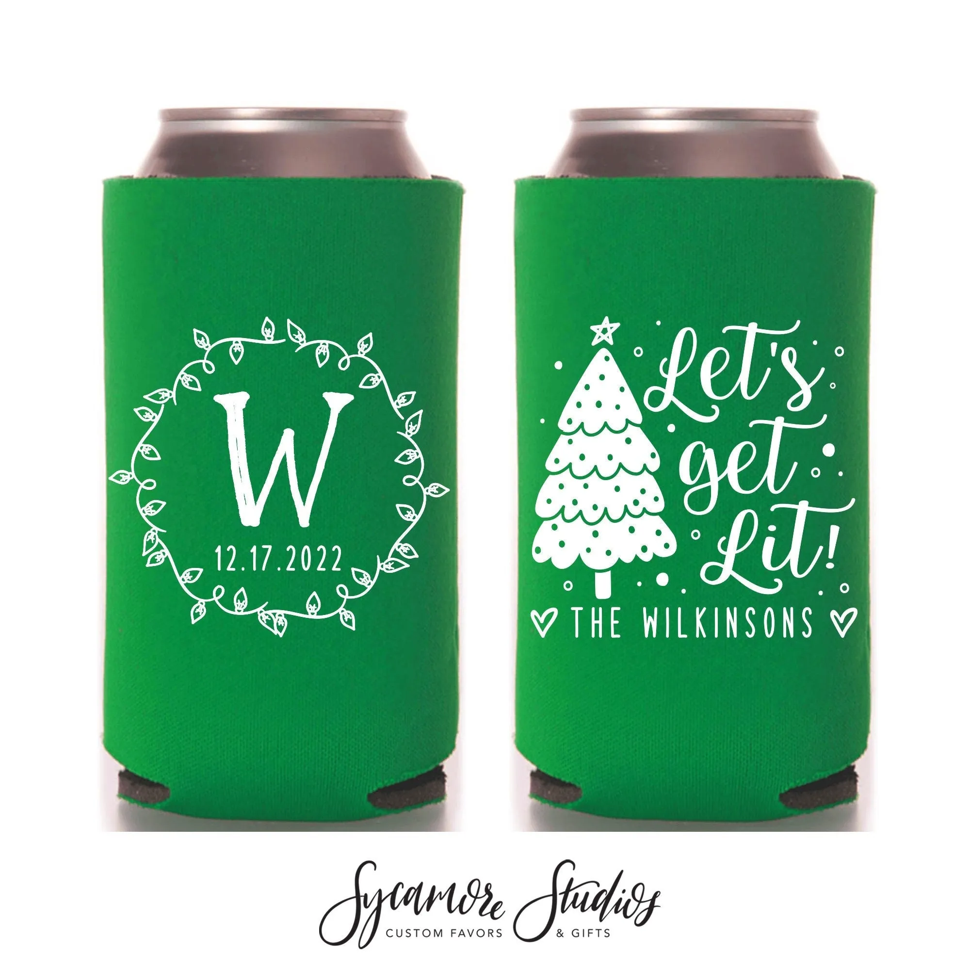 Slim 12oz Wedding Can Cooler #197S - Let's Get Lit