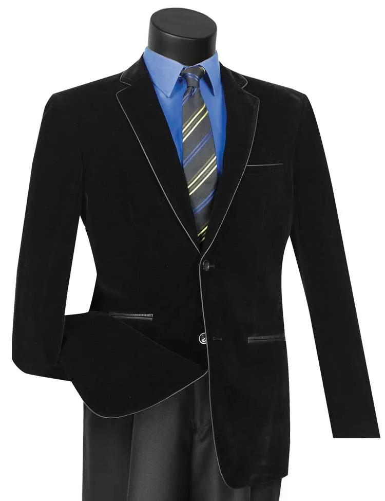 Slim Fit Velvet Sport Coat (Black) BS-02