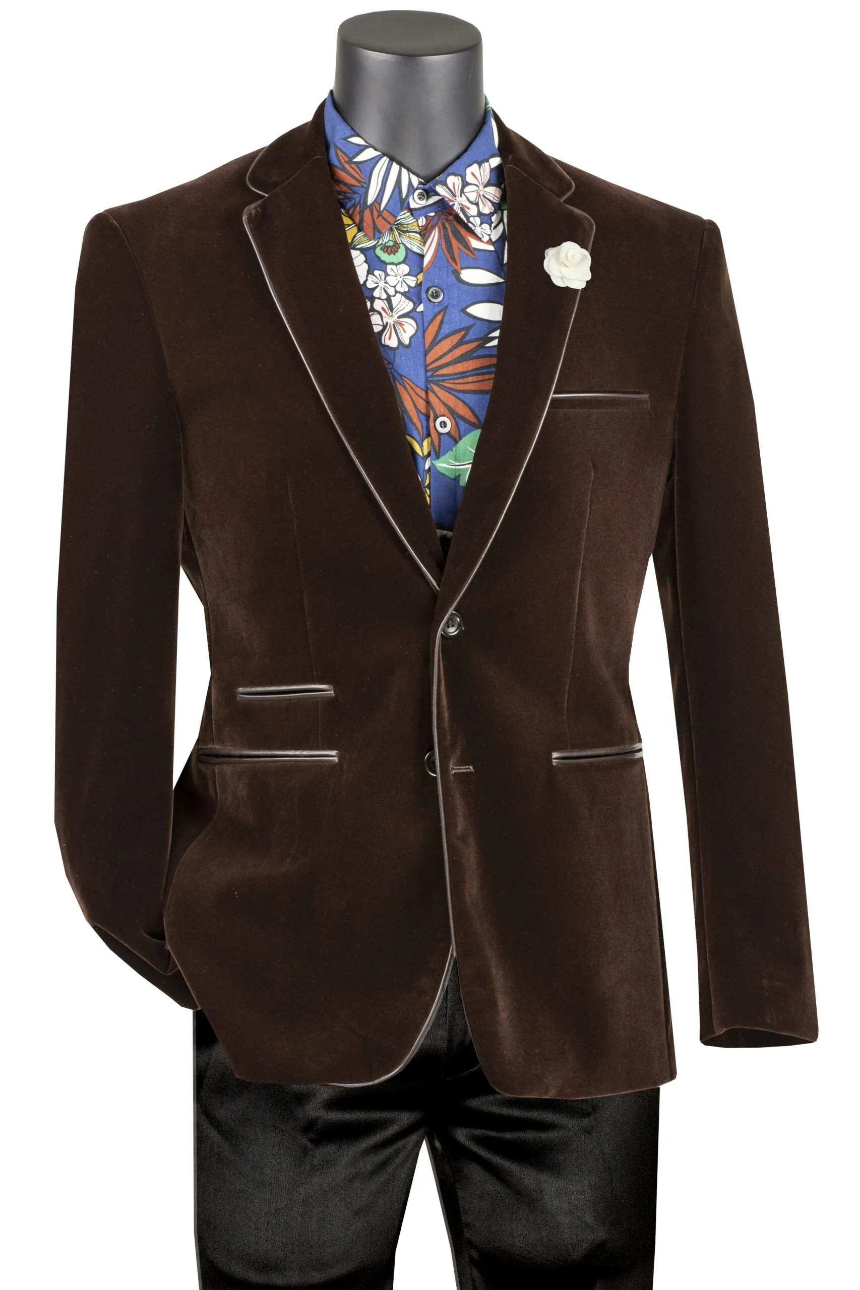 Slim Fit Velvet Sport Coat (Brown) BS-02