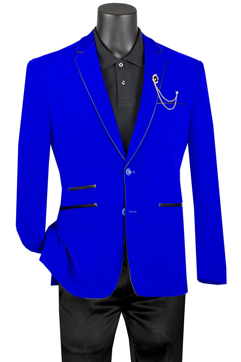 Slim Fit Velvet Sport Coat (Royal) BS-02