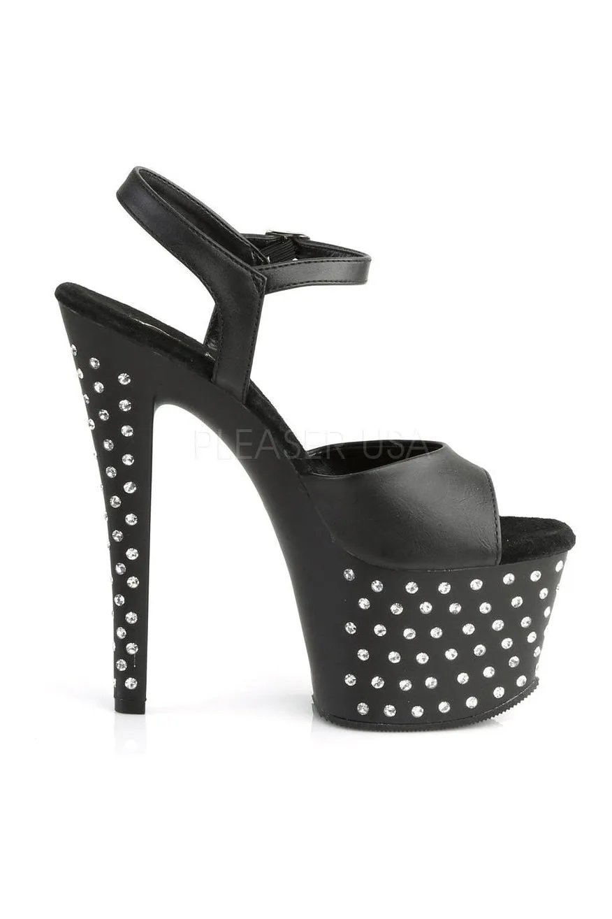 STARDUST-709 Platform Sandal  | Black Faux Leather