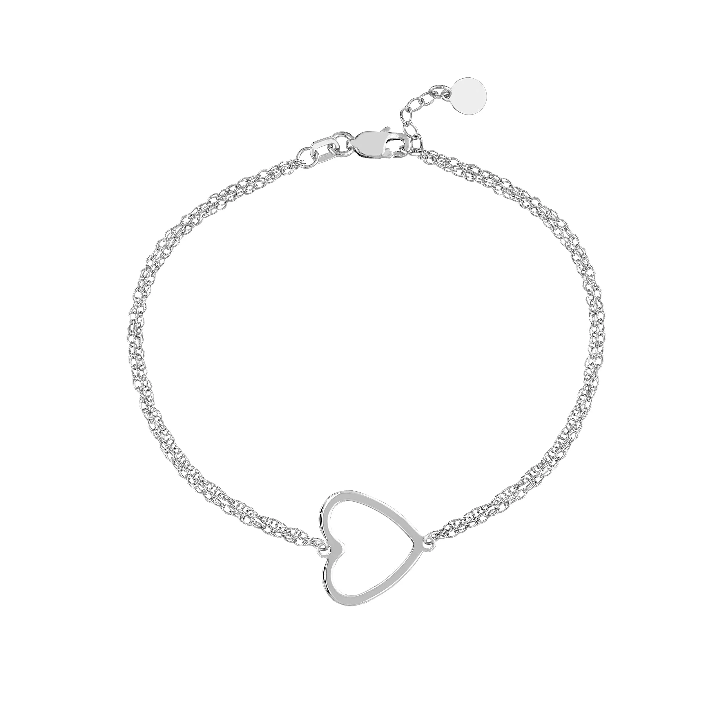 Sterling Silver Sideways Open Heart Bracelet